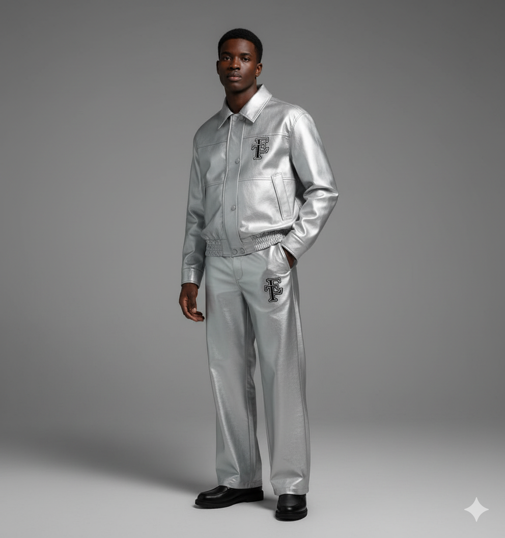 Metallic silver bomber jacket - Image 2