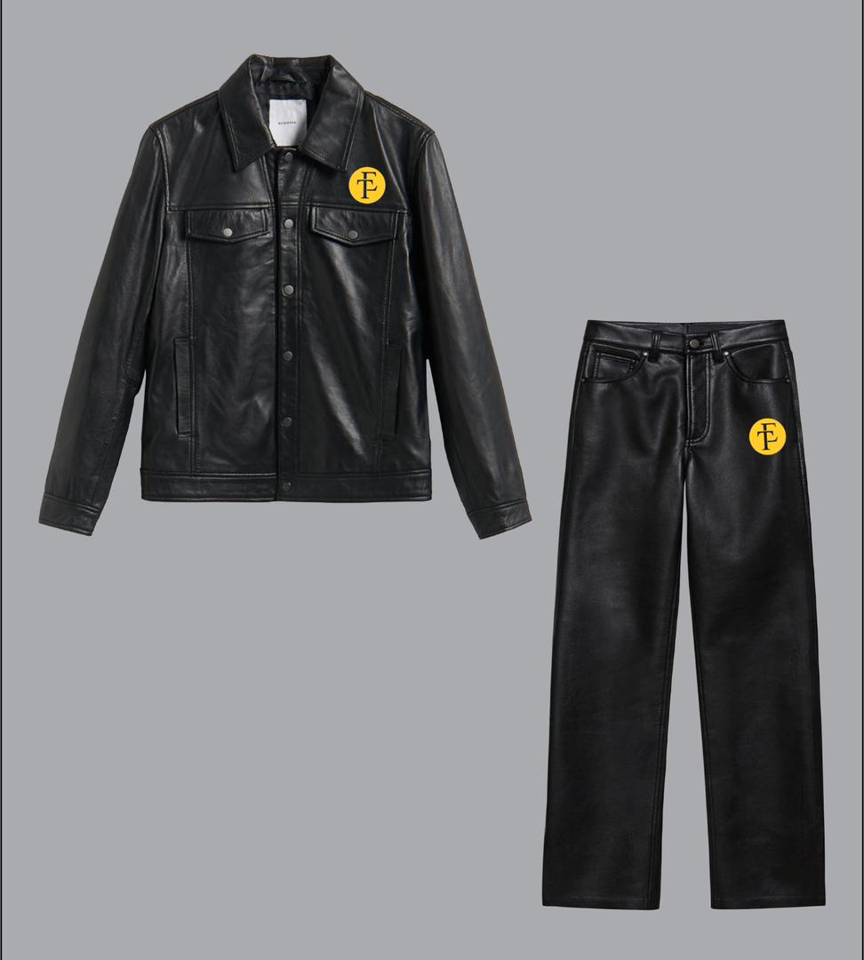 Leather trucker jacket