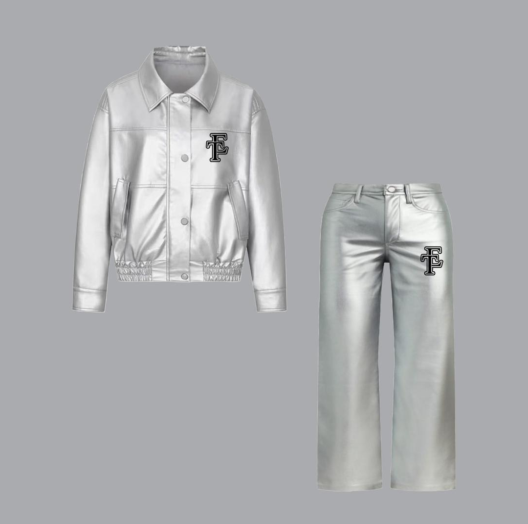 Metallic silver bomber jacket